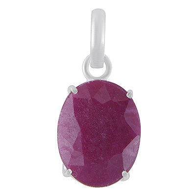 Stunning Prong Seated Gemstone Ruby Oval Shape 925 Sterling Solid Silver Pendants - R301138-14