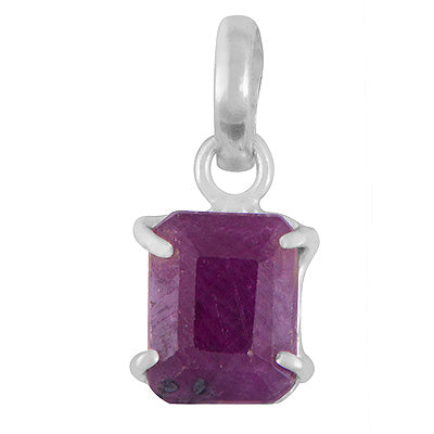 Stunning Prong Seated Gemstone Ruby Rectangle Shape 925 Sterling Solid Silver Pendants - R301138-22