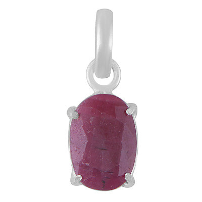 Stunning Prong Seated Gemstone Ruby Oval Shape 925 Sterling Solid Silver Pendants - R301138-8