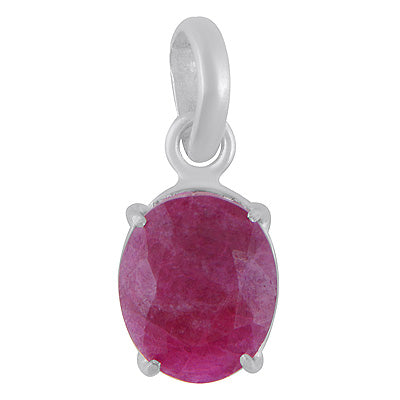 Stunning Prong Seated Gemstone Ruby Oval Shape 925 Sterling Solid Silver Pendants - R301138-9