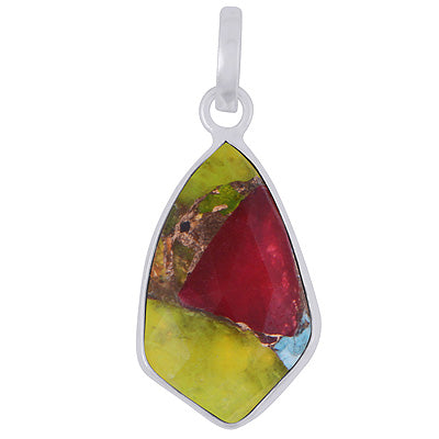 Gorgeous Elongated Gemstone Copper Turquoise Fancy Shape 925 Sterling Solid Silver Pendant - R301147-5