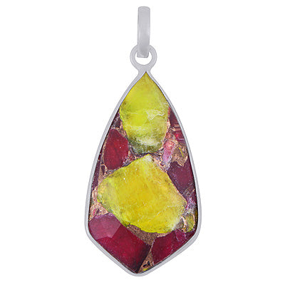 Gorgeous Elongated Gemstone Copper Turquoise Fancy Shape 925 Sterling Solid Silver Pendant - R301147-7