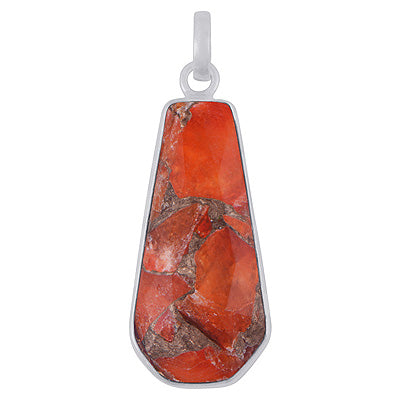 Alluring Elongated Gemstone Copper Turquoise Fancy Shape 925 Sterling Solid Silver Pendant - R301148-1