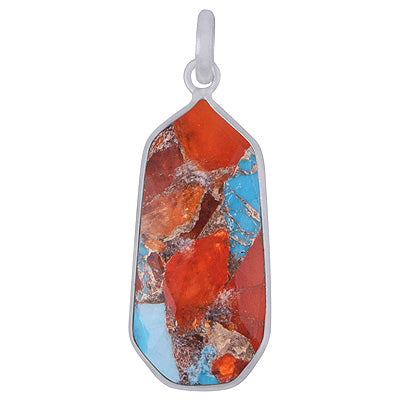Alluring Elongated Gemstone Copper Turquoise Fancy Shape 925 Sterling Solid Silver Pendant - R301148-10