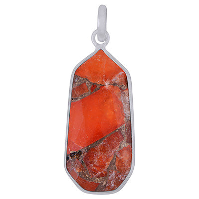 Alluring Elongated Gemstone Copper Turquoise Fancy Shape 925 Sterling Solid Silver Pendant - R301148-8