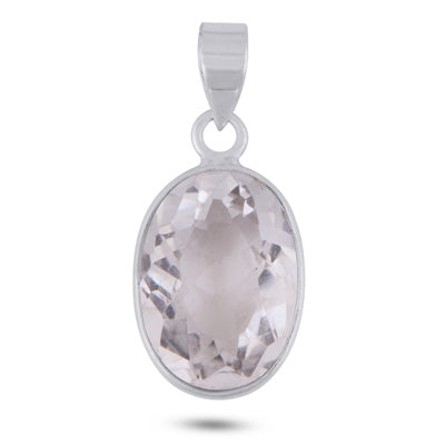 Gorgeous Plain Crystal Oval Shape 925 Sterling Solid Silver Pendant - R301159-12