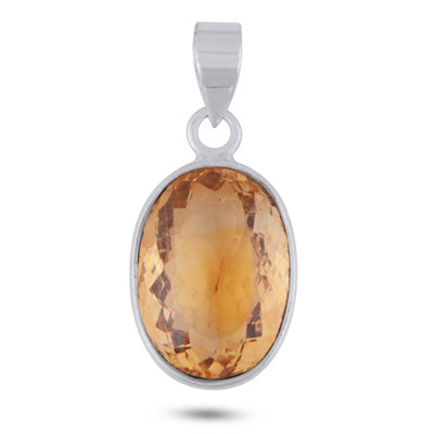 Gorgeous Plain Citrine Oval Shape 925 Sterling Solid Silver Pendant - R301159-5