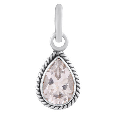 Authentic Wire Work Around White Topaz Pear Shape 925 Sterling Solid Silver Pendant - R301166-3