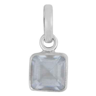 Gorgeous Plain Aquamarine Square Shape 925 Sterling Solid Silver Pendant - R301173-4