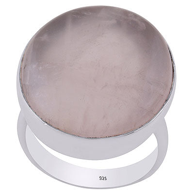 Stunning Gemstone Plain Collet Rose Quartz Oval Shape 925 Sterling Solid Silver Ring - R3400054-11