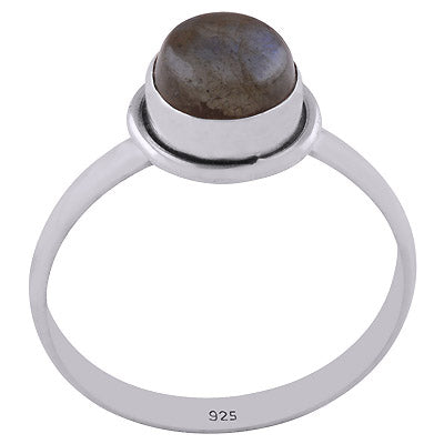 Beautiful Plain Labradorite Round Shape 925 Sterling Solid Silver Ring - R3400189-56
