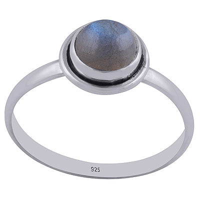 Alluring Handcrafted Labradorite Round Shape 925 Sterling Solid Silver Ring - R3400192-21