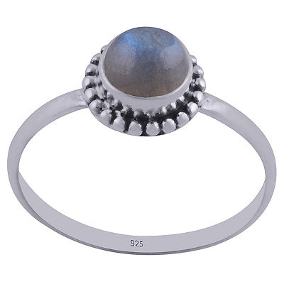Gorgeous Rawa Work Around Labradorite Round Shape 925 Sterling Solid Silver Ring - R3400195-21