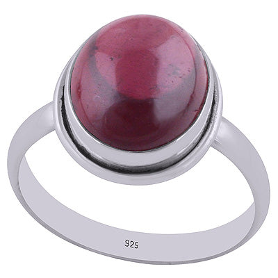 Gorgeous Plain Setting Garnet Oval Shape 925 Sterling Solid Silver Ring - R3400206-2