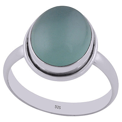 Gorgeous Plain Setting Aqua Chalcedony Oval Shape 925 Sterling Solid Silver Ring - R3400206-9