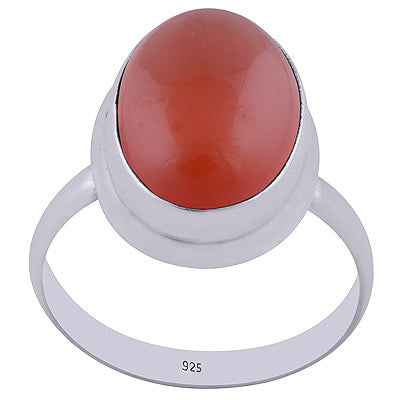 Beautiful Plain Setting Around Carnelian Oval Shape 925 Sterling Solid Silver Ring - R3400207-6