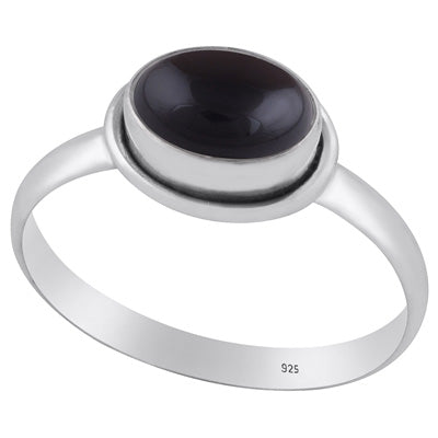 Plain Wire Work Around Black Onyx Oval Shape 925 Sterling Solid Silver Ring - R3400210-11