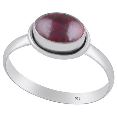 Plain Wire Work Around Garnet Oval Shape 925 Sterling Solid Silver Ring - R3400210-2