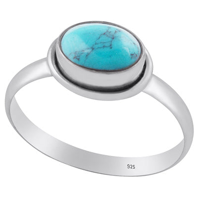 Plain Wire Work Around Turquoise Oval Shape 925 Sterling Solid Silver Ring - R3400210-3
