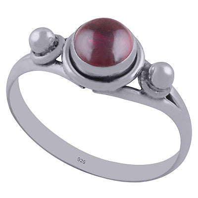 Stunning Rawa Design Around Garnet Round Shape 925 Sterling Solid Silver Ring - R3400228-35