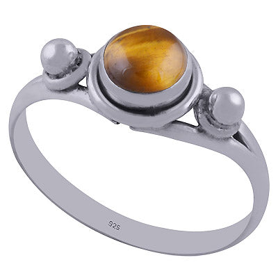 Stunning Rawa Design Around Tiger's Eye Round Shape 925 Sterling Solid Silver Ring - R3400228-63