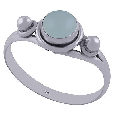 Stunning Rawa Design Around Aqua Chalcedony Round Shape 925 Sterling Solid Silver Ring - R3400228-65