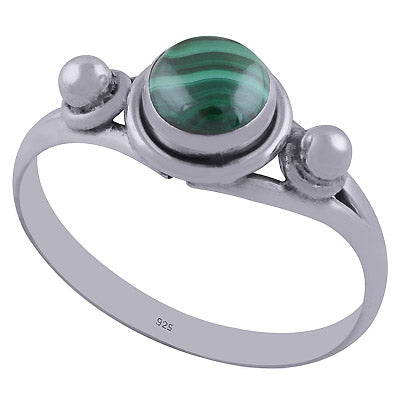 Stunning Rawa Design Around Malachite Round Shape 925 Sterling Solid Silver Ring - R3400228-66