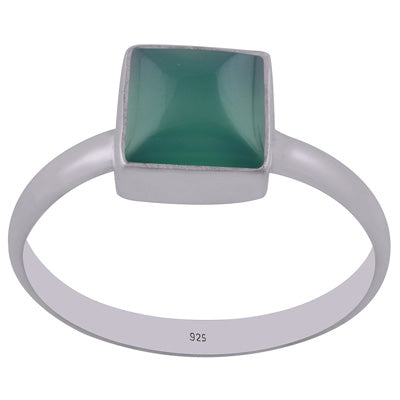Gorgeous Handcrafted Green Onyx Square Shape 925 Sterling Solid Silver Ring - R3400299-8