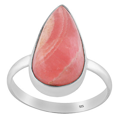 Gorgeous Huge Gemstone Rhodochrosite Pear Shape 925 Sterling Solid Silver Ring - R3400308-44