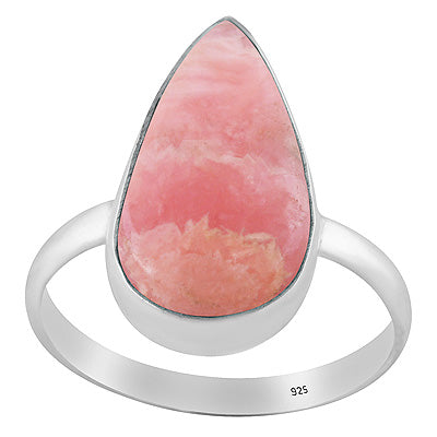 Gorgeous Huge Gemstone Rhodochrosite Pear Shape 925 Sterling Solid Silver Ring - R3400308-45