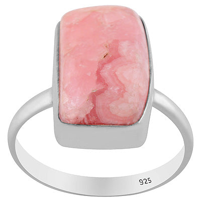Gorgeous Huge Gemstone Rhodochrosite Rectangle Shape 925 Sterling Solid Silver Ring - R3400308-47