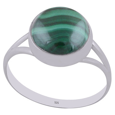 Gorgeous Split Shank Around Malachite Round Shape 925 Sterling Solid Silver Ring - R3400312-14