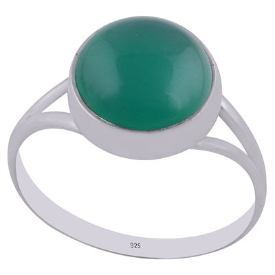 Gorgeous Split Shank Around Green Onyx Round Shape 925 Sterling Solid Silver Ring - R3400312-8