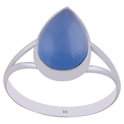Beautiful Split Shank Around Blue Chalcedony Pear Shape 925 Sterling Solid Silver Ring - R3400313-8