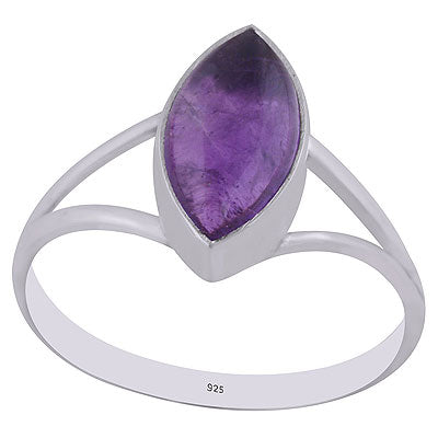 Alluring Split Shank Around Amethyst Marquise Shape 925 Sterling Solid Silver Ring - R3400315-1