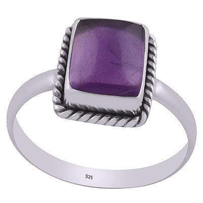Alluring Twisted Wire Work Around Amethyst Rectangle Shape 925 Sterling Solid Silver Ring - R3400317-3