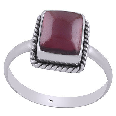 Alluring Twisted Wire Work Around Garnet Rectangle Shape 925 Sterling Solid Silver Ring - R3400317-4