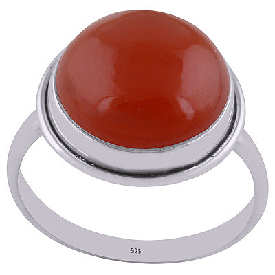 Stunning Plain Collet Carnelian Round Shape 925 Sterling Solid Silver Ring - R3400319-4