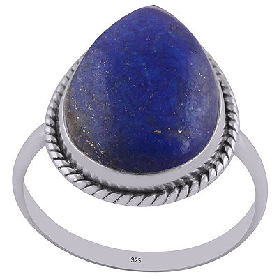 Stunning Wire Around Lapis Pear Shape 925 Sterling Solid Silver Ring - R3400327-4