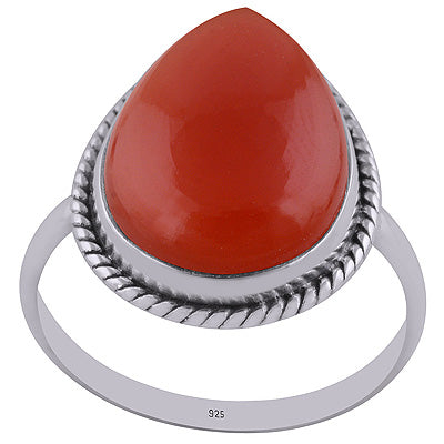 Stunning Wire Around Carnelian Pear Shape 925 Sterling Solid Silver Ring - R3400327-5