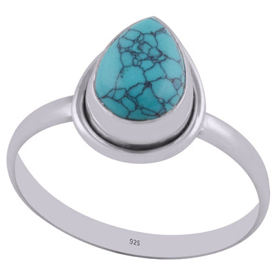 Gorgeous Beautiful Gemstone Turquoise Pear Shape 925 Sterling Solid Silver Ring - R3400342-3