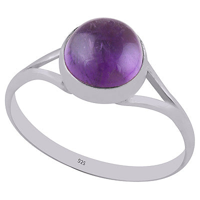 Beautiful Split Shank Around Amethyst Round Shape 925 Sterling Solid Silver Ring - R3400344-1