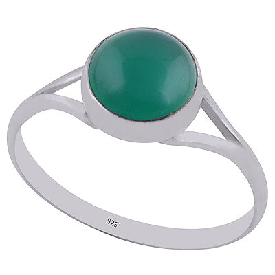 Beautiful Split Shank Around Green Onyx Round Shape 925 Sterling Solid Silver Ring - R3400344-8