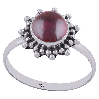 Stunning Rawa Work Around Garnet Round Shape 925 Sterling Solid Silver Ring - R3400356-5