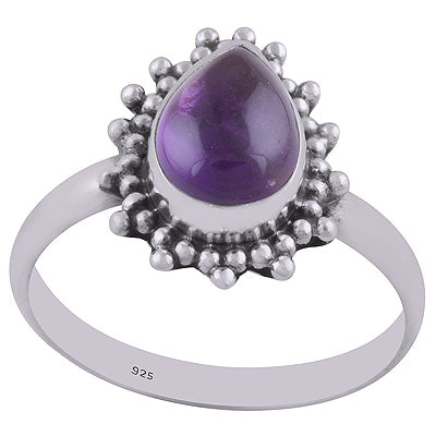 Stunning Rawa Work Around Amethyst Pear Shape 925 Sterling Solid Silver Ring - R3400368-41