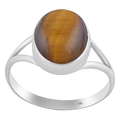 Stylish Split Shank Around Tiger's Eye Oval Shape 925 Sterling Solid Silver Ring - R3400378-11