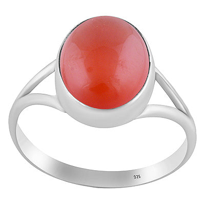 Stylish Split Shank Around Carnelian Oval Shape 925 Sterling Solid Silver Ring - R3400378-7