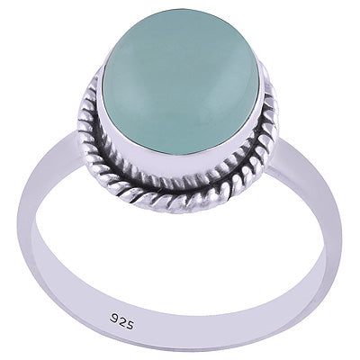 Gorgeous Wire Work Around Aqua Chalcedony Oval Shape 925 Sterling Solid Silver Ring - R3400384-72