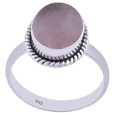 Gorgeous Wire Work Around Rose Quartz Oval Shape 925 Sterling Solid Silver Ring - R3400384-74