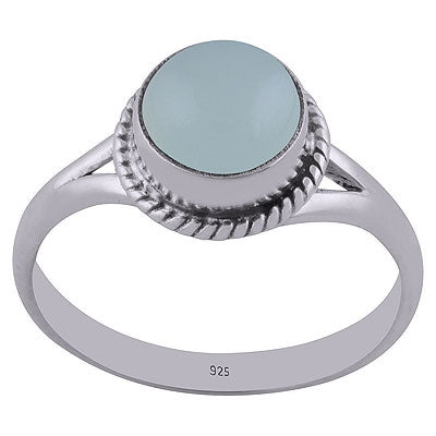 Stunning Split Shank Twisted Wire Around Aqua Chalcedony Round Shape 925 Sterling Solid Silver Ring - R3400391-12